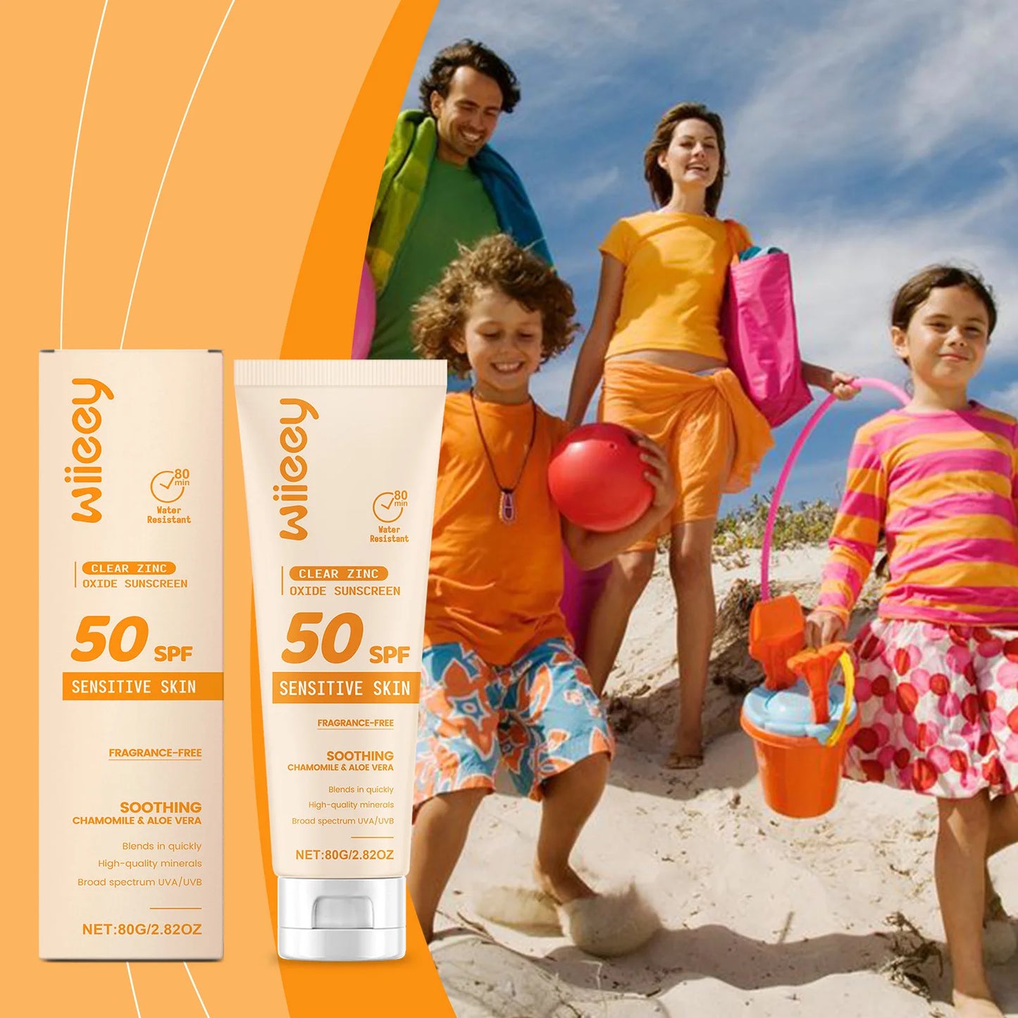 SPF 50+ Children Mild Sunscreen Cream Not Irritating Prevent UVA/UVB Sunburn Refresh Moisturize Nourish Children Sunscreen Cream