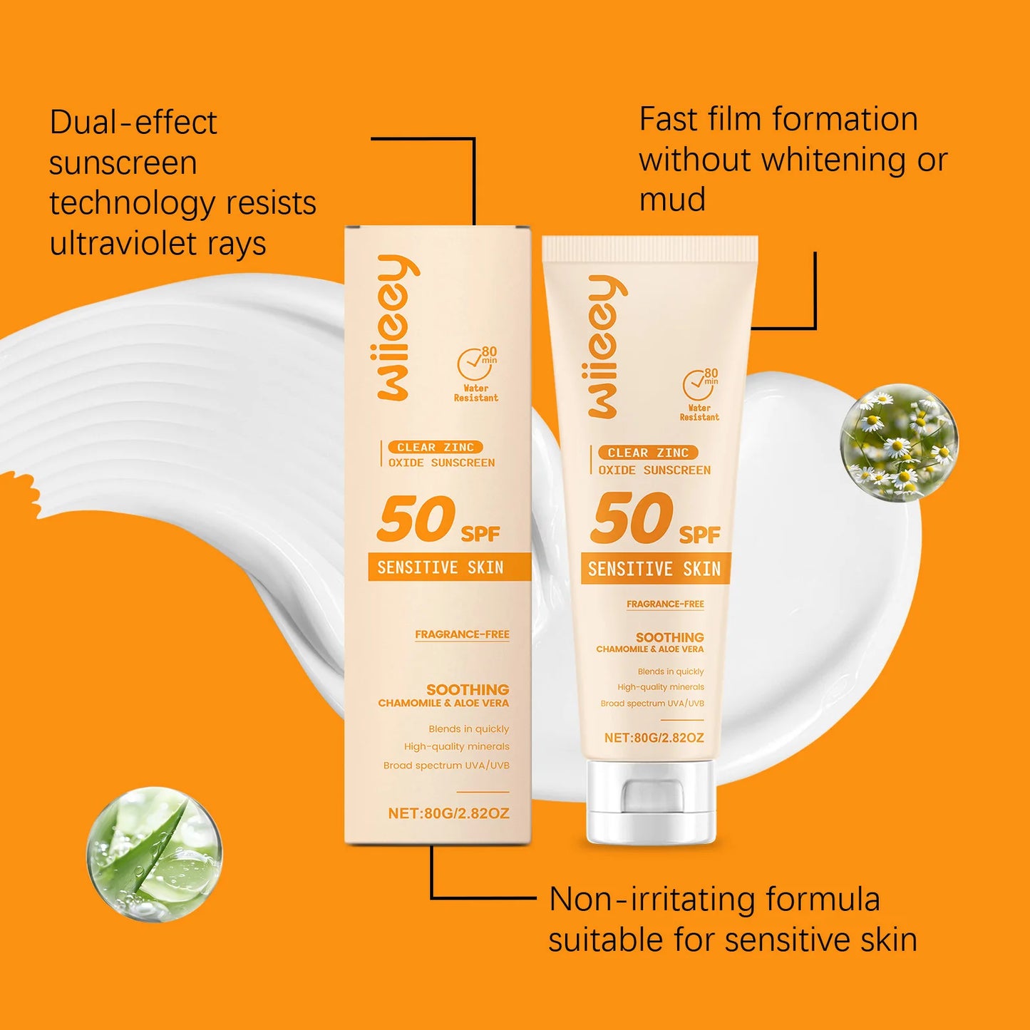 SPF 50+ Children Mild Sunscreen Cream Not Irritating Prevent UVA/UVB Sunburn Refresh Moisturize Nourish Children Sunscreen Cream